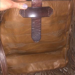 McFadin brown leather fringe purse
